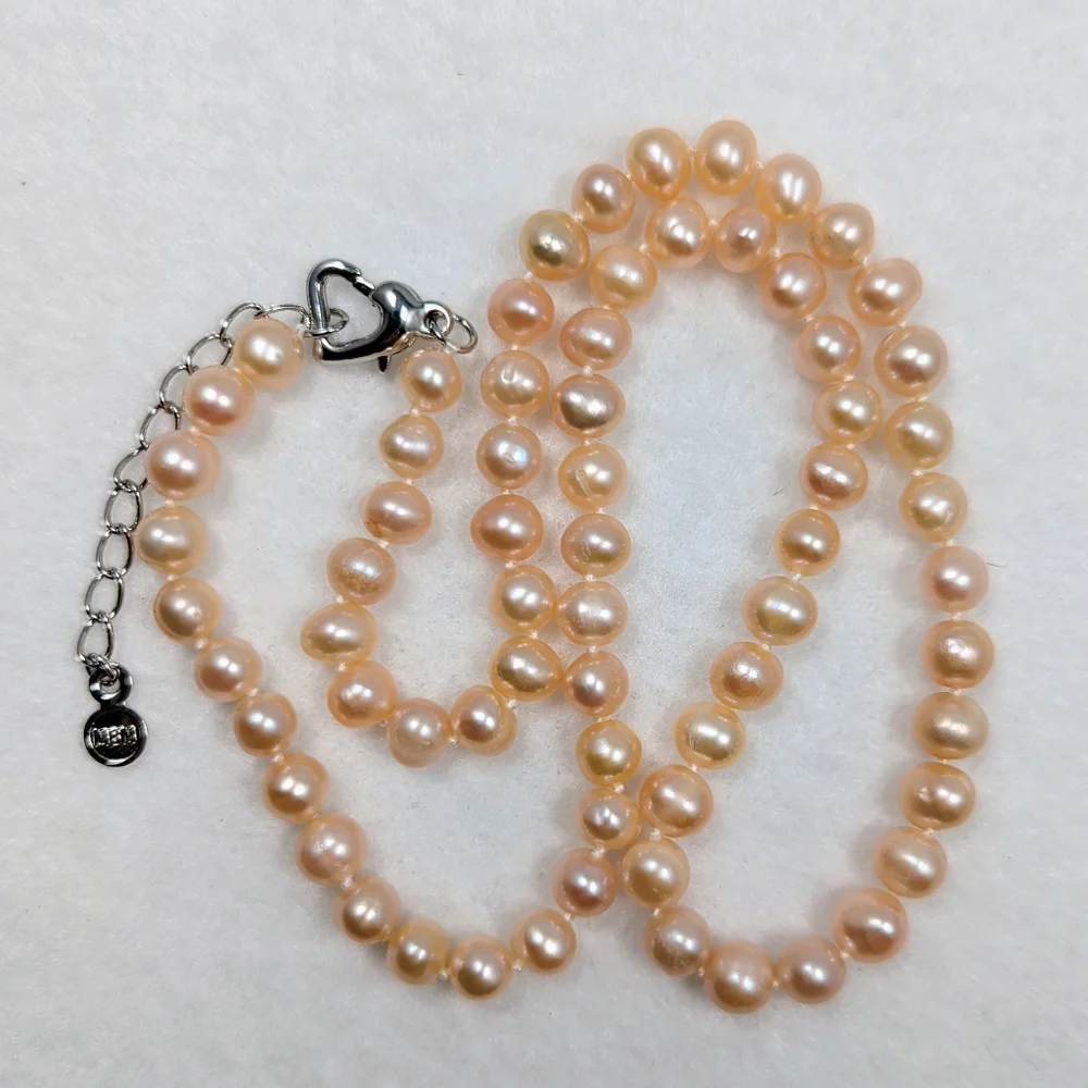 REAL 6-7mm Peach Pearl Necklace - Picture 5 of 10